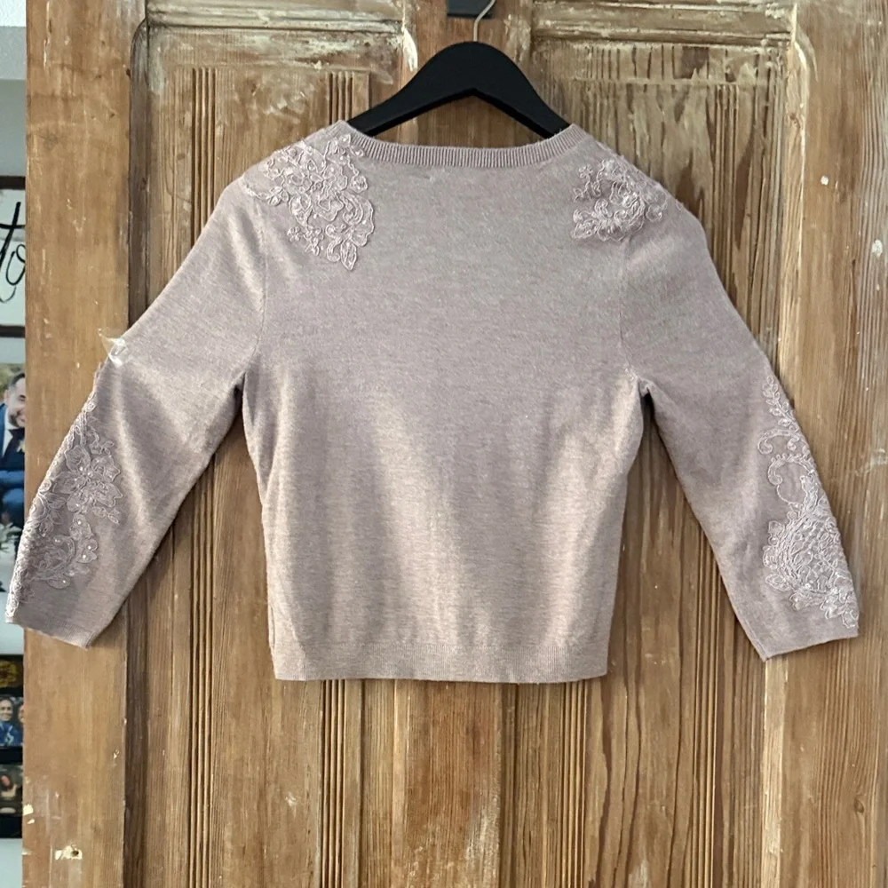 Jenny Yoo Mauve Embroidered Sweater Blouse - Picture 4 of 10
